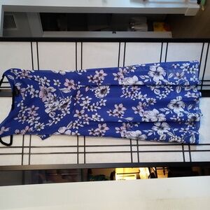 Dress Enfocus studio size 14 color blue with floral accent slip underneath